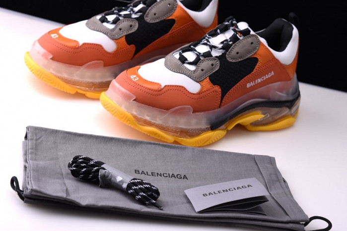 bl triple s trainers clear sole orange black 541624 w09e1 1766