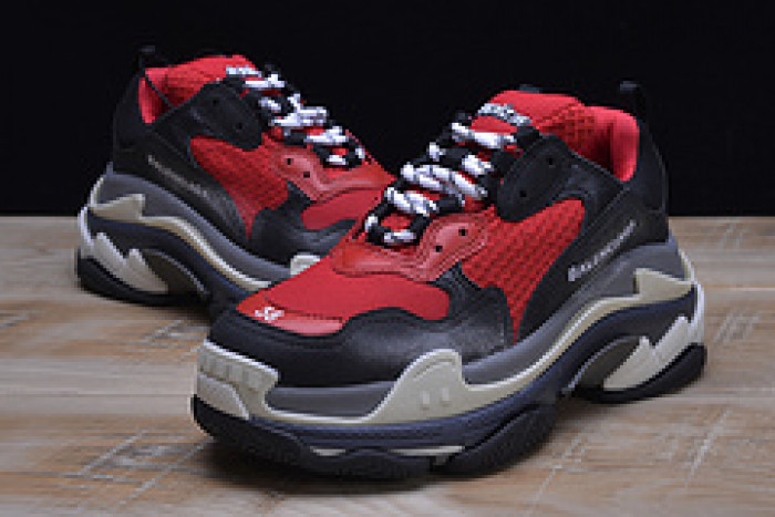 bl triple s sneakers red black