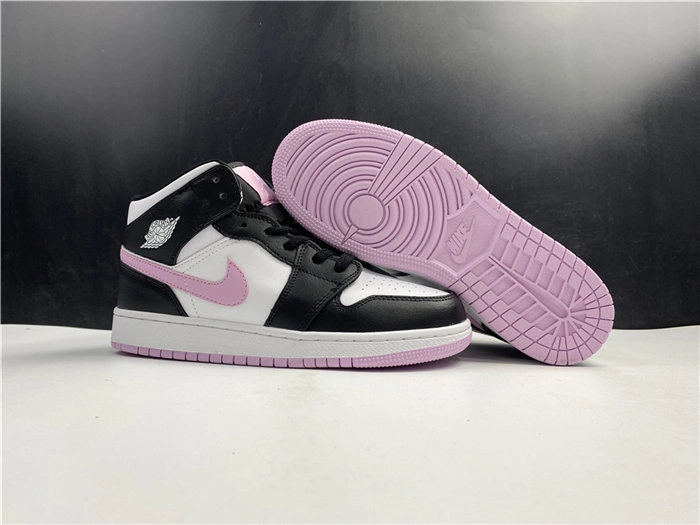 Breathable Jordan1 Mid White Black Light Arctic Pink 555112- 3741