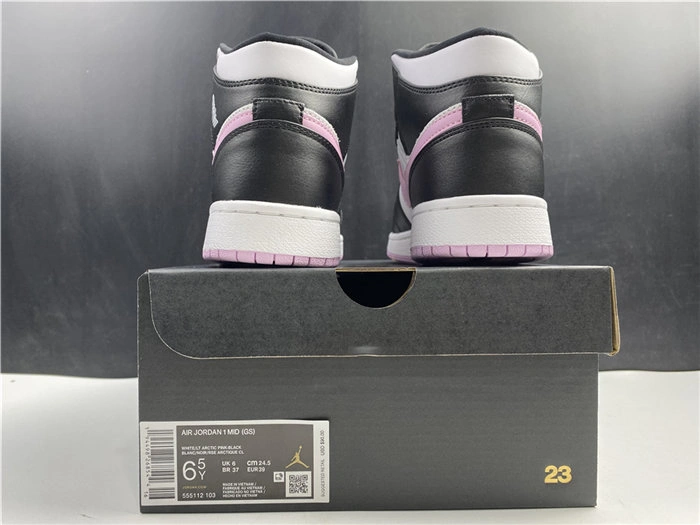 Breathable Jordan1 Mid White Black Light Arctic Pink 555112- 3741