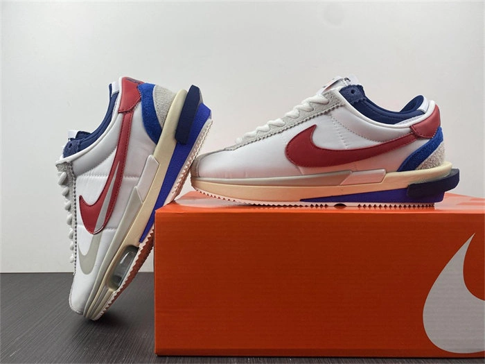 Nike Cortez 4.0 Sacai White University Red Blue Cozy 5219
